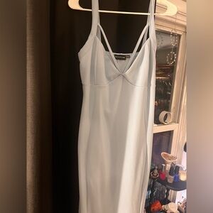 PrettyLittleThing Strapless Dress in Soft Blue